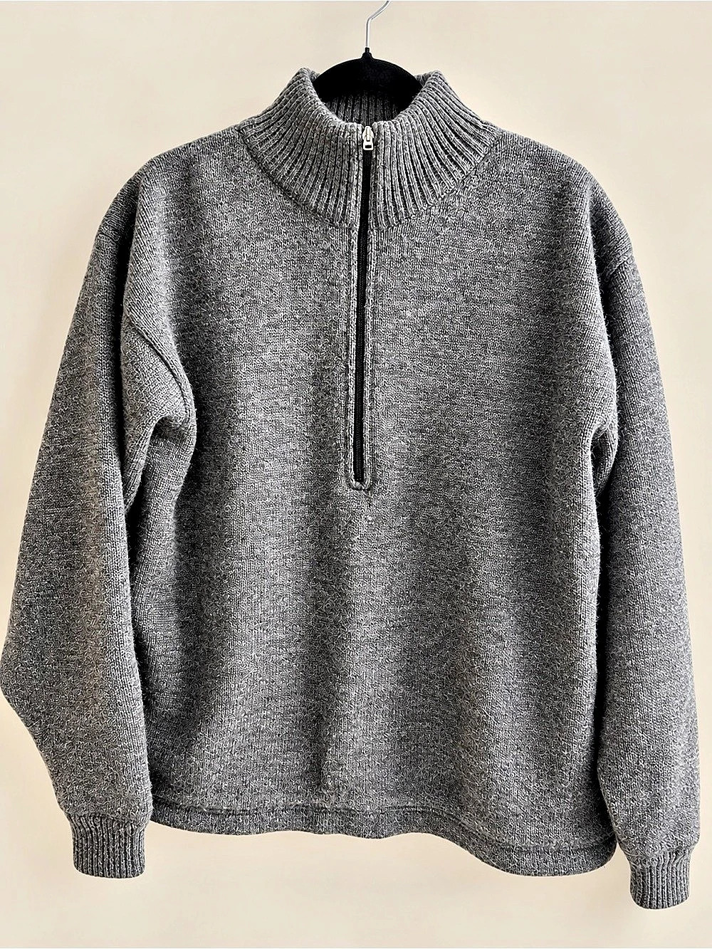 The North Face Men’s L 100% Wool Quarter Zip Sweater Gray Old Money